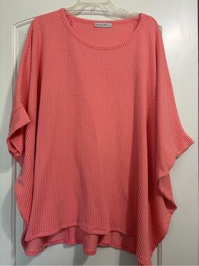 Zenana Outfitters Coral Pink Waffle Knit Dolman Tunic